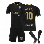 Klasikinis 20/21 Messi Barcelona Jerseys vaikų futbolo treniruočių kostiumo rinkinys 24 juoda