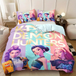 KPop D-Demonų Medžiotojai ES Vienvietis Helovino Kostiumas Patalynės Komplektas - 2-3 Dalys Antklodė Užvalkalas Pagalvės Užvalkalas Rinkiniai US Twin(172x218cm)