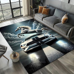 3D F-Ford Mustang lenktyninio automobilio motociklo kilimas svetainei, miegamajam, namų sofos dekoravimui, vaiki&scaron;kas kilimas, neslystantis grindų kilimėlis 100x150cm( 39x59in)