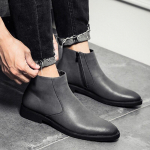 Pavasario rudens mada Chelsea Boots Vyri&scaron;ki mink&scaron;ti kulk&scaron;nies batai briti&scaron;ko stiliaus vyri&scaron;ki batai prekės ženklo vyri&scaron;ka avalynė juoda 44 pilka