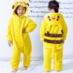 Pokemon Pikachu &Scaron;iltas Flanelinis Namų drabužis Vaikams Rudens ir Žiemos Mink&scaron;tas Vienos dalies Kostiumas Cosplay Gyvūno Džemperis Pižama Tėvų ir Vaikų Mergaičių Miego drabužiai 100 fit 80-95cm