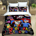 Anime Nuostabus Skaitmeninis Cirko Antklodės Užvalkalų Rinkinys 3D Spausdinimas Skaitmeninio Cirko Lovos Rinkiniai Berniukams Mergaitėms Viengulio Karalienės Karaliaus Dydžio EU Single(135*200cm)3pcs