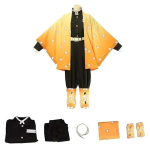 Suaugusieji/vaikai Anime Agatsuma Zenitsu Cosplay kostiumas perukas batai vyrai Geltonas Kimono apsiaustas aprangos 150 smėlis