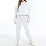 Dviejų dalių rinkinys, storas vilnonis megztinis, moteri&scaron;kas žieminis oversize gobtuvas Elastingi haremo kelnaičių kostiumai moteri&scaron;ki BF laisvalaikio drabužiai XXXL balta