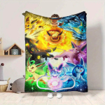 1 vnt. Pok&eacute;mon Evoliucijos Flanelinis pledas [Jaukus metamas pledas] Sofai, Lovai, Kelionei, Stovyklavimui, Svetainei, Biurui, Sofai, Kėdei Ir Lovai 150x200cm yellow