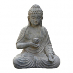 Budos statula su saulės energija maitinamu lotoso žibintu, sėdinti meditacijoje, Budos skulptūra, ap&scaron;viestas zen sodo dekoras, dervos Budos figūrėlė laukui, namams, terasai, kiemui A