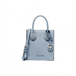 Michael Kors Mk Mercer Vienos spalvos raidės logotipas Grublėtos odos pirkinių krep&scaron;ys Moteri&scaron;kas tote Mėlynas 35H1SM9C0L-PALE-BLUE Basic Set (Bag+Dust Bag)
