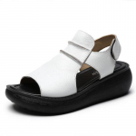 Žuvies burnos moteri&scaron;ki paplūdimio Romos batai nauji mufino platformos vasariniai laisvalaikio natūralios odos platforminiai storapadžiai moteri&scaron;ki sandalai C993 34 balta