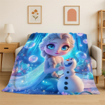 Animacinis filmukas Ledinė Elsa Anna Princesė Mergaitė Flanelinis pledas Mink&scaron;tas &Scaron;iltas metamas pledas Miegamajam Svetainei Lovai Kelionei I&scaron;kylai Vaikui 100x125cm