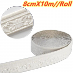 10 m / ritininis 3D sienų apdailos linijos grindjuostės kra&scaron;tinės Lipnios vandeniui atsparios grindjuostės sienų lipdukas, skirtas kambario namų dekoravimui 8cm X 10m balta