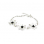 Les Tr&eacute;sors De Lily [I2622] - Bracelet Argent 'D&eacute;esse Noir de Jais' noir argent&eacute; (rhodi&eacute;) - 18 mm