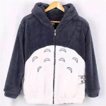 Moterų Harajuku Kawaii Hoodie Rudens Palaidinė Žieminis Paltai Cosplay Vilnos Overcoat Su Ausimis Mielos Striukės S