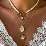 BLINGBAY moteri&scaron;kas pakabukas Naujas jūros vėjo kriauklė kutas Daugiasluoksnis karoliai su polimerinio molio lak&scaron;tu Starfish Collar Girls Party Juvelyriniai dirbiniai Dovanos