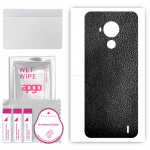 apgo Protective Skin Sticker for the back compatible with Nokia C30, Wrap Film, Foil, Vinyl - Pattern Black Leather