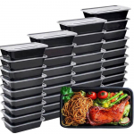 750ML Vienkartinė vaisių salotų pietų dėžutė Plastikinis maisto indas su dangteliu Kepimo orkaitėje pietų dėžutė Sukraunama Mikrobangų krosnelė 25pcs juoda