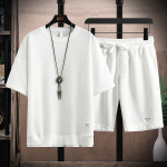 Vasarinis vyri&scaron;kas dviejų dalių komplektas Lininis audinys Laisvalaikio mar&scaron;kinėlių ir &scaron;ortų komplektas Vyri&scaron;kas sportinis kostiumas Madingas trumpomis rankovėmis sportinis kostiumas vyri&scaron;ki kostiumai 3XL