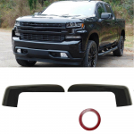 1 pora blizgios juodos galinio vaizdo veidrodžio dangtelio kepurėlių, skirta Chevy Silverado 2019-2024
