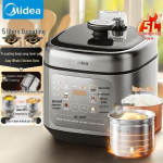 Midea 5L nerūdijančio plieno elektrinis greitpuodis su dviem puodais