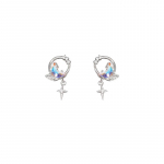 S925 Sidabruoti auskarai Mada viskas Saldus vėsus vėjas mada deimantų žvaigždė Mėnulio auskarai Gradiento cirkonio Starmoon auskarai