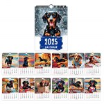 2025 m. Anime Sausage Dog Kalendorius Sieninis kalendorius Spalvotas kalendorius One Size
