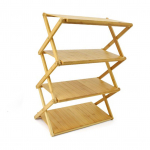 Wooden Foldable Shelf Multi Layer Space Saving Powerful Load Bearing Portable Storage Rack for