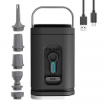 Belaidis oro siurblys Ne&scaron;iojamas elektrinis oro kompresoriaus pripūtimo ir i&scaron;leidimo siurblys su 5 purk&scaron;tukais LED juoda