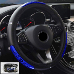 Universalūs odiniai automobilio vairo dangteliai 38cm Automobilio stiliaus sportiniai automobiliniai vairo dangteliai Neslystantys automobilių priedai raudona