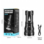 7LED stiprios &scaron;viesos didelės galios LED žibintuvėlis įkraunamas USB žibintuvėlis ilgo nuotolio žibintuvėlis, medžioklė su COB lempute