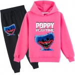 Vaiki&scaron;kas 3D džemperis Huggy Wuggy megztinis sportinis kostiumas Poppy Playtime vaiki&scaron;kas megztinis + kelnės 130cm persų rožių spalva