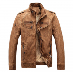 Vyri&scaron;ka odinė striukė &Scaron;ilta vyri&scaron;ka moto striukė XXXL ruda