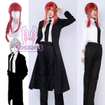 Makima Cosplay Anime Grandininio pjūklo žmogaus kostiumas Juodas lietpaltis Uniforma Perukas Kostiumas Helovino drabužiai moterims Slaugytojos pilnas komplektas Pir&scaron;tinės XXXL black