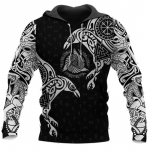 Madingi Retro vyri&scaron;ki gobtuvai Vikingo vilko ir drakono tatuiruotės 3D spausdinti vyri&scaron;ki megztiniai unisex vintažinis ilgomis rankovėmis XL