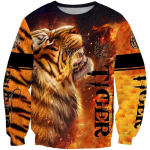 Megztiniai Autumn Winter Tiger gyvūnų serijos gobtuvas apvaliu kaklu laisvalaikio vyri&scaron;kas megztinis 3D spausdintas vyri&scaron;kas gobtuvas L
