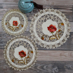 Europa rožės gėlių siuvinys stalo padėkliukas audinys Vestuvės Kalėdos pietų padėkliukas virtuvė Stalo dekoravimas ir aksesuarai round 15cm