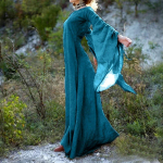 Cosplay Kostiumas S~5XL Didelio Dydžio Suknelė Ilgomis Rankovėmis Apvalia Kaklo Juosta Moteri&scaron;ka Suknelė Helovinas Moteri&scaron;kas Ilgas Sijonas XL mėlyna