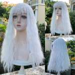 Sintetinis ilgas ombre spalvingas Cosplay perukas Lolita Harajuku su kirpčiukais Natūralūs banguoti Helovino rožiniai purpuriniai mėlyni kasdieniai perukai 39