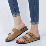 Mada Lauko Daugiaspalviai Kam&scaron;tiniai Sandalai Moterims &Scaron;lepetės Unisex Mi&scaron;rios Spalvos &Scaron;lepetės Batai Moterims Paplūdimio Sandalai Dizainerio &Scaron;lepetės 35 ruda