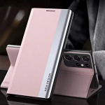 Prabangus odinis atverčiamas dėklas Samsung Galaxy S25 S24 S23 S22 S21 S20 Ultra Plus S23 S21 S24 FE Note 20 Ultra stovas-dėklas Samsung S21 FE rožinė