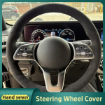 Car Steering Wheel Cover For Mercedes Benz A Class - GLC GLB CLS 2018- ized Suede DIY Steering Wrap Black Thread