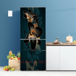 Prabangūs &scaron;aldytuvo lipdukai durų dangtis Lipnus vinilinis &scaron;aldytuvo lipdukas Juoda gėlių tapetai &scaron;aldiklio dekoratyvinė plėvelė 60x180cm(1pcs)