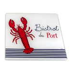 Les Tr&eacute;sors De Lily [A2465] - Dessous de plat verre 'Bistrot du Port' rouge bleu blanc (homard) - 20x20 cm raudona