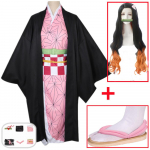 Kamado Nezuko Cosplay Anime Demon Slayers Kostiumas Kimono Kostiumas Moterims Kimetsu no Yaiba Kisatsut Helovino karnavaliniai rūbai