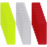 Pakuotėje 24 įspėjamieji &scaron;viesą atspindintys lipdukai 3 x 8 cm saugos įspėjamoji juosta Lipni saugos atspindinti juosta dviračiams vežimėliams mokykliniai krep&scaron;iai kuprinė 11x8x2cm