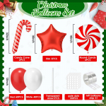 Kalėdų balionų skliautuotų vainikų rinkinys Imbieriniai meduoliai Candy Cane Naujieji Metai &Scaron;ventinis Kalėdų vakarėlis Red Christmas Balloon Chain