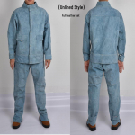 Karvės odos suvirintojo striukė: Atsparus kar&scaron;čiui, Apsaugantis nuo nudegimų, Apsauga nuo lankinio suvirinimo, Izoliuota oda suvirintojams.