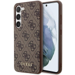 Dėklas Samsung Galaxy S23 Guess Metalinis Auksinis Logotipas Rudas