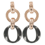 Les Tr&eacute;sors De Lily [R5009] - Boucles Argent 'Chor&eacute;graphie' noir ros&eacute; (c&eacute;ramique) - 27x12 mm