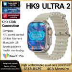 HK9 Ultra 2 i&scaron;manusis laikrodis AMOLED 4GB laikrodis Ultra2 ChatGPT NFC i&scaron;manusis laikrodis vyrams Ai Laikrodžio ciferblato kompaso hidroizoliacija pilka
