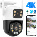 Nauja ES lauko PTZ kamera su 4K 8MP HD Wifi IP kamera dviejų ekranų automatinio sekimo belaidžio saugumo apsauga CCTV stebėjimo iCSee