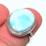 Naturalus Republic Larimar Brangakmenis 925 Praba Sidabro Papuo&scaron;alų Žiedas Dydis 6.5 m2H21